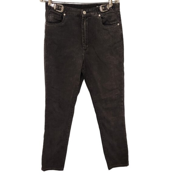 BLANKNYC Jeans The Bleeker High‎ Rise Skinny Western Buckles Black Sz 29 EUC - Picture 1 of 16